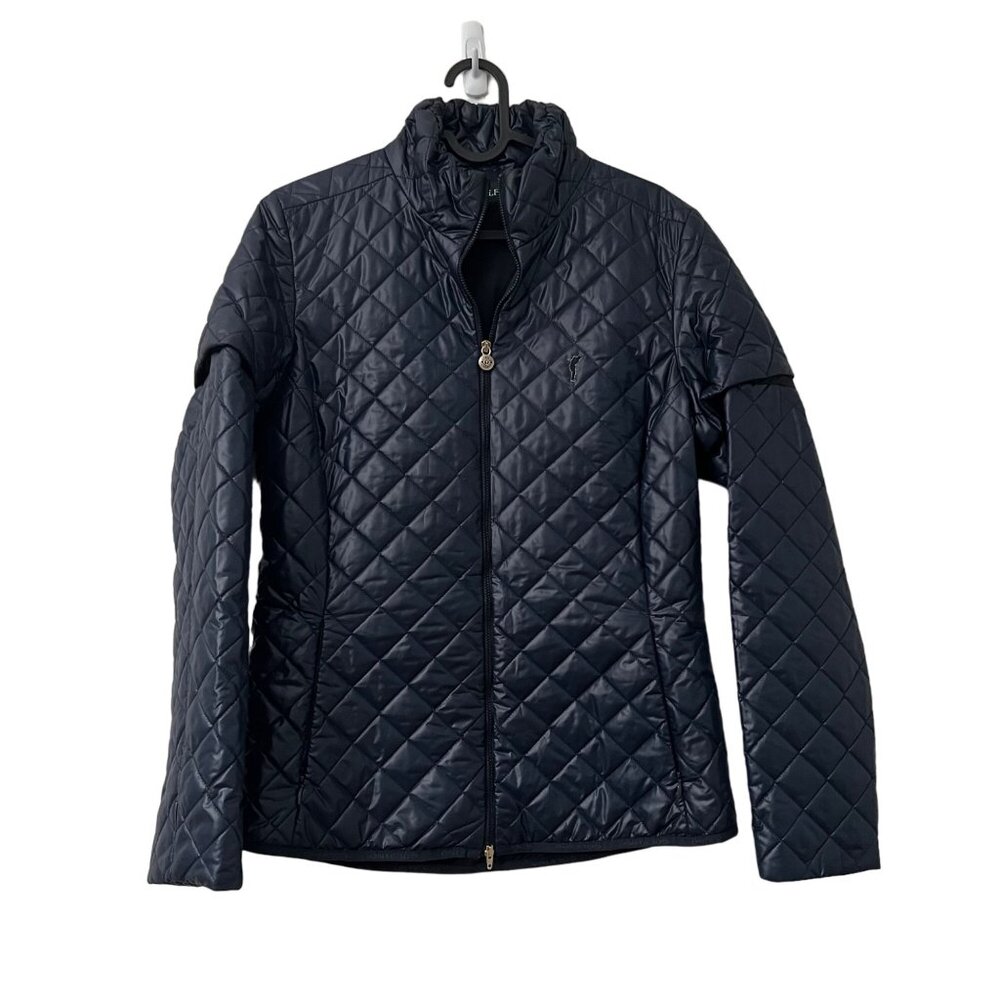 Golfino Navy Blue Quilted Puffer Full Zip Golf Womens Jacket Size 6